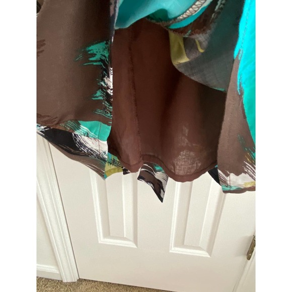 Boutique Dress With Self Tie Sash Large Colorful Abstract Design NWOT - Picture 7 of 10